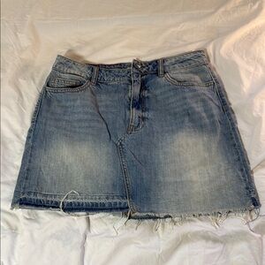 Cello Distressed Blue Denim A-Line Skirt